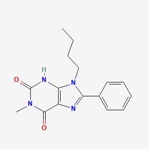 molecular formula C16H18N4O2 B14600541 9-Butyl-1-methyl-8-phenyl-3,9-dihydro-1H-purine-2,6-dione CAS No. 61080-41-9