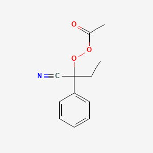 molecular formula C12H13NO3 B14600670 Ethaneperoxoic acid, 1-cyano-1-phenylpropyl ester CAS No. 58422-70-1