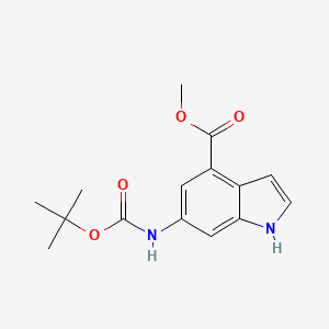 molecular formula C15H18N2O4 B1460073 Methyl 6-((tert-butoxycarbonyl)amino)-1H-indole-4-carboxylate CAS No. 731810-56-3
