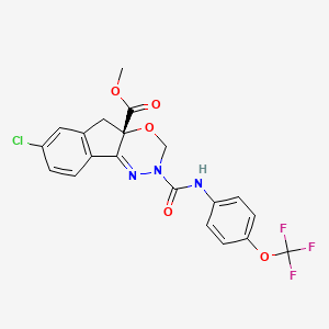 molecular formula C20H15ClF3N3O5 B1460084 methyl (4aS)-7-chloro-2-[[4-(trifluoromethoxy)phenyl]carbamoyl]-3,5-dihydroindeno[1,2-e][1,3,4]oxadiazine-4a-carboxylate CAS No. 200568-74-7