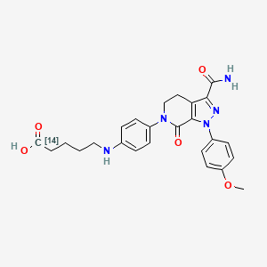 molecular formula C25H27N5O5 B1460094 Pentanoic-1-14C acid, 5-[[4-[3-(aminocarbonyl)-1,4,5,7-tetrahydro-1-(4-methoxyphenyl)-7-oxo-6H-pyrazolo[3,4-c]pyridin-6-yl]phenyl]amino]- CAS No. 1188385-73-0