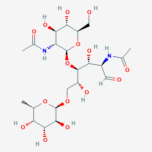 molecular formula C22H38N2O15 B1460096 O-2-(Acetylamino)-2-deoxy-|A-D-glucopyranosyl-(1 inverted exclamation marku4)-O-[6-deoxy-|A-L-galactopyranosyl-(1 inverted exclamation marku6)]-2-(acetylamino)-2-deoxy-D-glucose CAS No. 108964-40-5