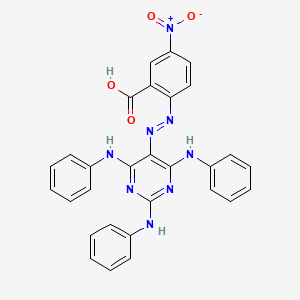 molecular formula C29H22N8O4 B14601233 5-Nitro-2-[(E)-(2,4,6-trianilinopyrimidin-5-yl)diazenyl]benzoic acid CAS No. 61038-82-2