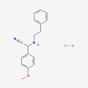 molecular formula C17H19ClN2O B1460132 2-(4-Methoxyphenyl)-2-(phenethylamino)acetonitrile hydrochloride CAS No. 1440535-32-9