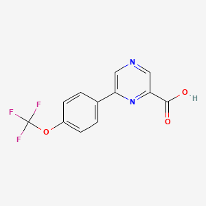 molecular formula C12H7F3N2O3 B1460133 6-[4-(Trifluoromethoxy)phenyl]pyrazine-2-carboxylic Acid CAS No. 1258269-13-4