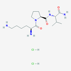 molecular formula C16H33Cl2N5O3 B1460136 (2S)-N-[(2S)-1-Amino-3-methyl-1-oxobutan-2-yl]-1-[(2S)-2,6-diaminohexanoyl]pyrrolidine-2-carboxamide;dihydrochloride CAS No. 347870-98-8