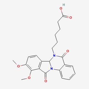 molecular formula C23H24N2O6 B1460147 6-(9,10-dimethoxy-5,11-dioxo-6a,11-dihydroisoindolo[2,1-a]quinazolin-6(5H)-yl)hexanoic acid CAS No. 1630763-97-1