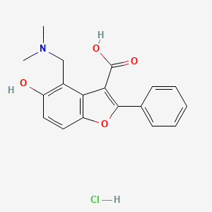 molecular formula C18H18ClNO4 B1460156 4-[(Dimethylamino)methyl]-5-hydroxy-2-phenyl-1-benzofuran-3-carboxylic acid hydrochloride CAS No. 1993128-58-7