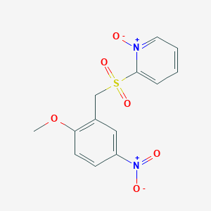 molecular formula C13H12N2O6S B14601626 Pyridine, 2-[[(2-methoxy-5-nitrophenyl)methyl]sulfonyl]-, 1-oxide CAS No. 60264-13-3