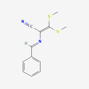 molecular formula C12H12N2S2 B14601842 2-Propenenitrile, 3,3-bis(methylthio)-2-[(phenylmethylene)amino]- CAS No. 60367-58-0