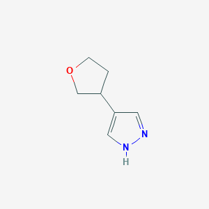 molecular formula C7H10N2O B1460258 4-(氧杂环丙烷-3-基)-1H-吡唑 CAS No. 2097937-75-0