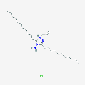 molecular formula C27H55ClN4 B14602732 4-Amino-1-(prop-2-en-1-yl)-3,5-diundecyl-4,5-dihydro-1H-1,2,4-triazol-1-ium chloride CAS No. 59944-52-4