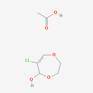 molecular formula C7H11ClO5 B14602795 acetic acid;6-chloro-3,5-dihydro-2H-1,4-dioxepin-5-ol CAS No. 61207-77-0