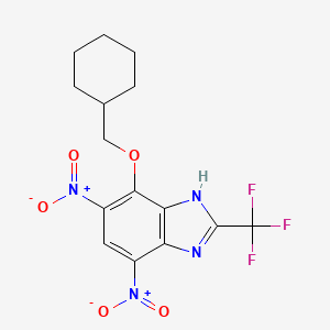 molecular formula C15H15F3N4O5 B14602801 7-(cyclohexylmethoxy)-4,6-dinitro-2-(trifluoromethyl)-1H-benzimidazole CAS No. 60167-72-8