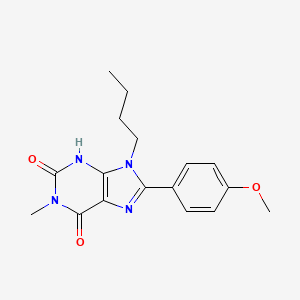 molecular formula C17H20N4O3 B14602877 9-Butyl-8-(4-methoxy-phenyl)-1-methyl-3,9-dihydro-purine-2,6-dione CAS No. 61080-43-1