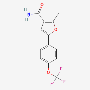 molecular formula C13H10F3NO3 B1460288 2-Methyl-5-(4-trifluoromethoxy-phenyl)-furan-3-carboxylic acid amide CAS No. 1858249-86-1