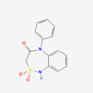 molecular formula C14H12N2O3S B14603010 2,1,5-Benzothiadiazepin-4(3H)-one, 1,5-dihydro-5-phenyl-, 2,2-dioxide CAS No. 61154-85-6