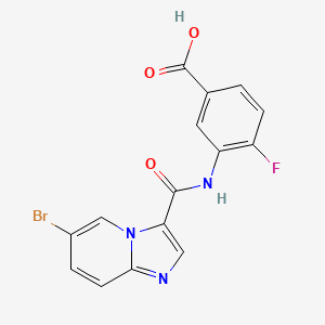 molecular formula C15H9BrFN3O3 B1460317 3-[(6-Bromo-imidazo[1,2-a]pyridine-3-carbonyl)-amino]-4-fluoro-benzoic acid CAS No. 2088945-76-8