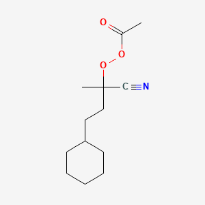 molecular formula C13H21NO3 B14603297 2-Cyano-4-cyclohexylbutan-2-yl ethaneperoxoate CAS No. 58422-64-3