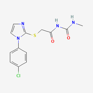 molecular formula C13H13ClN4O2S B14603455 Urea, 1-((1-(p-chlorophenyl)imidazol-2-ylthio)acetyl)-3-methyl- CAS No. 60176-51-4