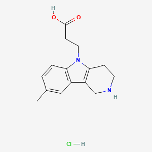 molecular formula C15H19ClN2O2 B1460359 3-(8-Methyl-1,2,3,4-tetrahydro-5H-pyrido[4,3-b]indol-5-yl)propanoic acid hydrochloride CAS No. 2108550-91-8
