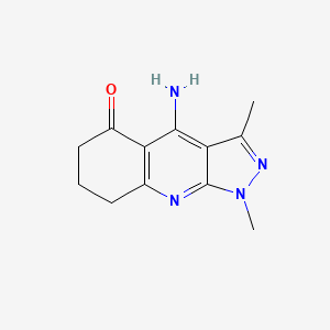 molecular formula C12H14N4O B1460369 4-氨基-1,3-二甲基-1,6,7,8-四氢-5H-吡唑并[3,4-b]喹啉-5-酮 CAS No. 2096110-84-6