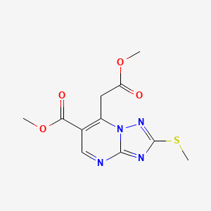molecular formula C11H12N4O4S B1460384 Methyl 7-(2-methoxy-2-oxoethyl)-2-(methylthio)[1,2,4]triazolo[1,5-a]pyrimidine-6-carboxylate CAS No. 2095933-15-4