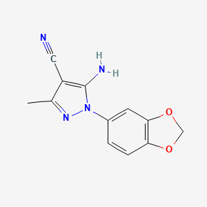 molecular formula C12H10N4O2 B1460387 5-氨基-1-苯并[1,3]二氧杂-5-基-3-甲基-1H-吡唑-4-腈 CAS No. 2197063-29-7