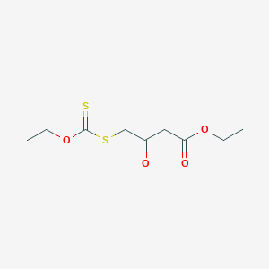 molecular formula C9H14O4S2 B14603968 Butanoic acid, 4-[(ethoxythioxomethyl)thio]-3-oxo-, ethyl ester CAS No. 58933-02-1