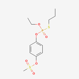 molecular formula C12H19O6PS2 B14604046 Phosphorothioic acid, O-ethyl O-(4-((methylsulfonyl)oxy)phenyl) S-propyl ester CAS No. 59722-51-9