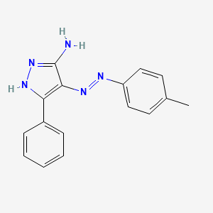 molecular formula C16H15N5 B14604141 4-[2-(4-Methylphenyl)hydrazinylidene]-5-phenyl-4H-pyrazol-3-amine CAS No. 60269-94-5