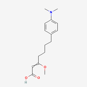 molecular formula C16H23NO3 B14604201 7-[4-(Dimethylamino)phenyl]-3-methoxyhept-2-enoic acid CAS No. 60427-88-5