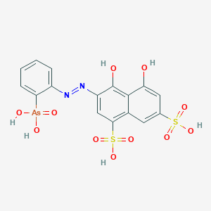 molecular formula C16H13AsN2O11S2 B14604208 3-[2-(2-Arsonophenyl)hydrazinylidene]-5-hydroxy-4-oxo-3,4-dihydronaphthalene-1,7-disulfonic acid CAS No. 61102-74-7