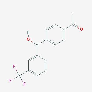 molecular formula C16H13F3O2 B14604310 1-(4-{Hydroxy[3-(trifluoromethyl)phenyl]methyl}phenyl)ethan-1-one CAS No. 59793-80-5