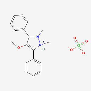 molecular formula C18H21ClN2O5 B14604488 4-Methoxy-1,2-dimethyl-3,5-diphenyl-2,3-dihydro-1H-pyrazol-1-ium perchlorate CAS No. 60613-70-9