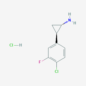 molecular formula C9H10Cl2FN B1460456 (1S,2R)-rel-2-(4-Chloro-3-fluorophenyl)cyclopropan-1-amine HCl CAS No. 1807938-62-0
