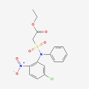 molecular formula C16H15ClN2O6S B14604612 Acetic acid, [[(5-chloro-2-nitrophenyl)phenylamino]sulfonyl]-, ethyl ester CAS No. 61154-60-7