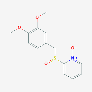 molecular formula C14H15NO4S B14604723 Pyridine, 2-[[(3,4-dimethoxyphenyl)methyl]sulfinyl]-, 1-oxide CAS No. 60264-46-2