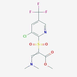 molecular formula C12H12ClF3N2O4S B1460474 Methyl 2-{[3-chloro-5-(trifluoromethyl)pyridin-2-yl]sulfonyl}-3-(dimethylamino)prop-2-enoate CAS No. 1823194-70-2