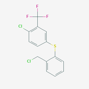 molecular formula C14H9Cl2F3S B14605175 1-Chloro-4-{[2-(chloromethyl)phenyl]sulfanyl}-2-(trifluoromethyl)benzene CAS No. 61150-42-3