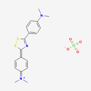 molecular formula C18H20ClN3O4S2 B14605277 4-{5-[4-(Dimethylamino)phenyl]-3H-1,2,4-dithiazol-3-ylidene}-N,N-dimethylcyclohexa-2,5-dien-1-iminium perchlorate CAS No. 59507-01-6