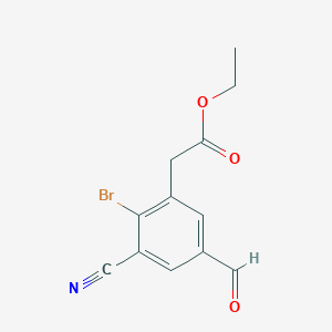 molecular formula C12H10BrNO3 B1460541 Ethyl 2-bromo-3-cyano-5-formylphenylacetate CAS No. 1805486-61-6