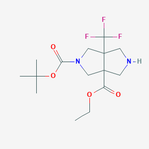 molecular formula C15H23F3N2O4 B1460568 6A-Trifluoromethyl-Tetrahydro-Pyrrolo[3,4-C]Pyrrole-2,3A-Dicarboxylic Acid 2-Tert-Butyl Ester 3A-Ethyl Ester CAS No. 1357352-35-2