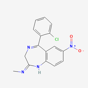 molecular formula C16H13ClN4O2 B14605862 5-(2-Chlorophenyl)-N-methyl-7-nitro-3H-1,4-benzodiazepin-2-amine CAS No. 59467-78-6