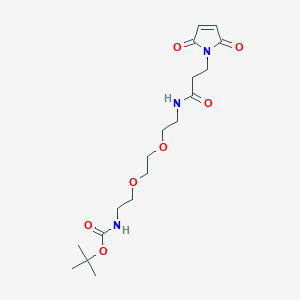 molecular formula C18H29N3O7 B1460587 5,8-Dioxa-2,11-diazatetradecanoic acid, 14-(2,5-dihydro-2,5-dioxo-1H-pyrrol-1-yl)-12-oxo-, 1,1-dimethylethyl ester CAS No. 1801876-84-5