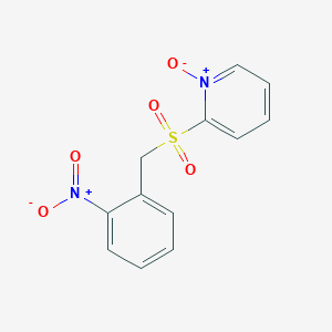 molecular formula C12H10N2O5S B14605936 Pyridine, 2-[[(2-nitrophenyl)methyl]sulfonyl]-, 1-oxide CAS No. 60264-40-6