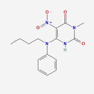 molecular formula C15H18N4O4 B14606003 6-(N-butylanilino)-3-methyl-5-nitro-1H-pyrimidine-2,4-dione CAS No. 58758-69-3