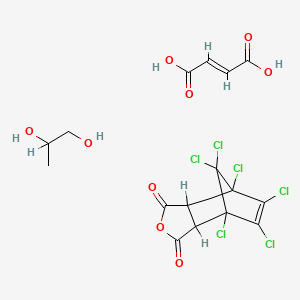 molecular formula C16H14Cl6O9 B14606009 (E)-but-2-enedioic acid;1,7,8,9,10,10-hexachloro-4-oxatricyclo[5.2.1.02,6]dec-8-ene-3,5-dione;propane-1,2-diol CAS No. 59789-49-0