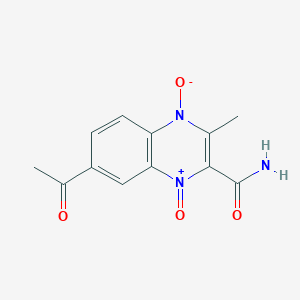 molecular formula C12H11N3O4 B14606031 7-Acetyl-2-carbamoyl-3-methyl-1-oxoquinoxalin-1-ium-4(1H)-olate CAS No. 59660-46-7