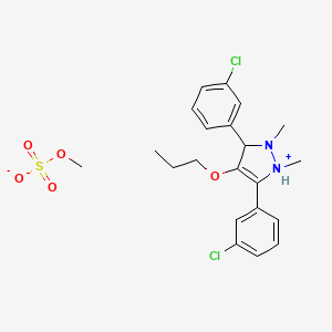 molecular formula C21H26Cl2N2O5S B14606035 3,5-Bis(3-chlorophenyl)-1,2-dimethyl-4-propoxy-2,3-dihydro-1H-pyrazol-1-ium methyl sulfate CAS No. 60615-08-9